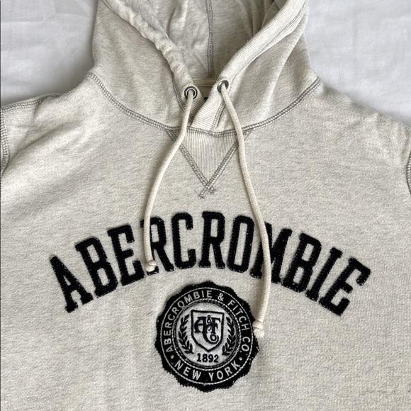 Vintage Abercrombie & Fitch White Hoodie Hooded Sweatshirt Sweater Y2K Women’s L - Picture 4 of 9